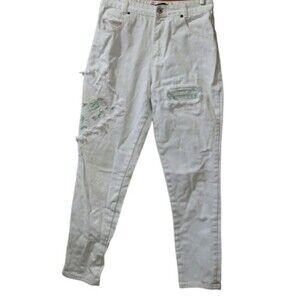 Major Damage White Embroidered Vintage Mom Jeans 32 Soft Pastel 80s/90s High Ris